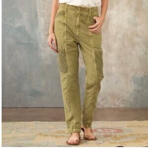 Sundance Cotton Pants Femme Voyage Lemon Grass Green Lace Roll up size 12